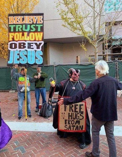 Free hugs from Satan